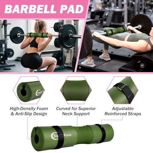Barbell Pad Set: 10 PCS Gym Equipment Accessories | Squats Hip Thrusts Pad Ankle Straps for Cable Machines Women Men Hip Resistance Band Weight Lifting Straps Wrist Wraps - color: Pink