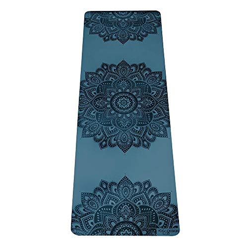 YOGA DESIGN LAB | The Infinity Mat | Luxurious Non-Slip Design Provides Unparalleled Grip to Support and Align You Beautifully | Eco-Friendly | w/Carrying Strap! - color: Mandala Teal, size: 5mm