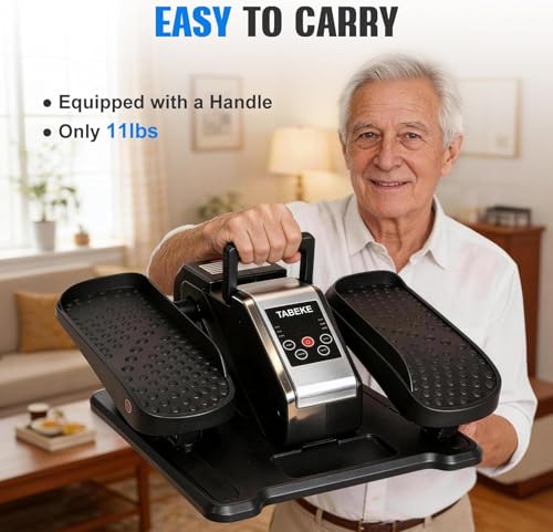 TABEKE Under Desk Elliptical Machine, Electric Ellipse Leg Exerciser for Senior with Remote Control & 12 Speeds, Portable Quiet Electric Seated Pedal Exerciser for Home with Display Monitor 2668