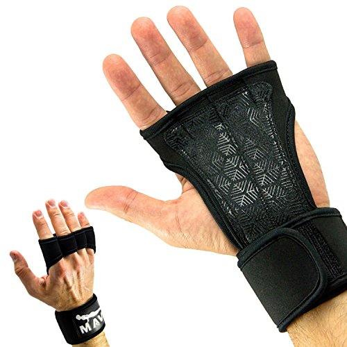 Mava Sports Cross Training Gloves with Wrist Support for WODs,Gym Workout,Weightlifting & Fitness-Silicone Padding, No Calluses-Suits Men & Women-Weight Lifting Gloves for a Strong Grip - color: Black, size: X-Large
