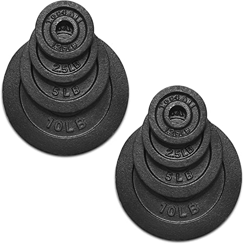 Yes4All Cast Iron Weight Plates, 1.15-Inch Standard Hole Weight Plate Set of 4 & 8, Fits Dumbbell Handles for Strength Training, Weightlifting & Home Gym Workouts - size: 37,5lb in Total(2x1.25lb +2x2.5lb +2x5lb +2x10lb)