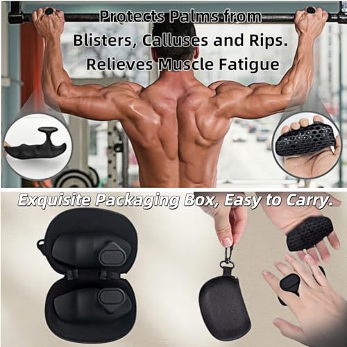 Anti-Slip Workout Grips, Ergonomic Workout Gloves, Weight Lifting Grips, for Men and Women, Silicone Gym Grips Pads, Soft, Palm Protection, Suitable for Various Fitness Training - color: Black
