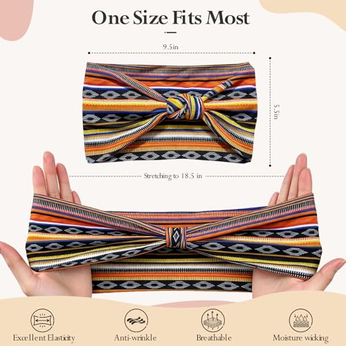 HSEM Striped Headbands for Women 6-Pack – Soft Thick Head Bands, Wide Stretchy Elastic Non-Slip Bands – Large Knotted Sports Sweat Bands for Washing Face, Makeup, Running, Spa, Fitness & Fashion - color: X-Colorful-2-13