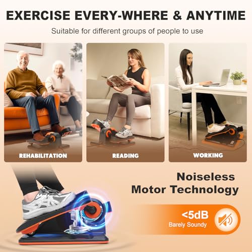 TOUSAINS Under Desk Elliptical Machine for Seniors, Electric Leg Exerciser with App & Remote, 7 Speeds Portable Foot Pedal for Home Office, Low-Impact Rehab Equipment