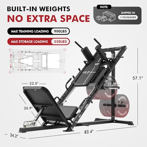 Mikolo Leg Press Hack Squat Machine Combo, Leg Press Machines for Home Gym with Linear Bearing, Hack Squat Machine with Rear and Front Band Pegs, Leg Machine for Full Range Leg Training - style: DD09