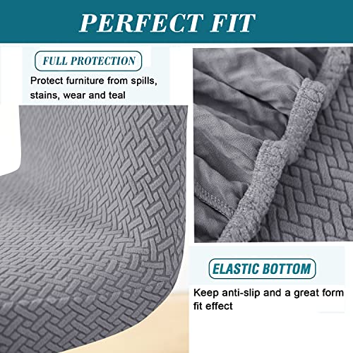 HFCNMY Bar Stool Covers with Backs,4 Pack Stretch Bar Stool Chair Covers,Jacquard Bar Stool Covers,Washable Bar Chair Covers Swivel Barstool Covers Slipcovers with Back Gray - color: Grey
