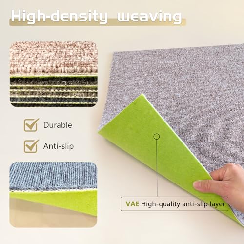 Carpet Tiles 20x20 Inch - Non-Slip Soft Square Flooring with FlexLok Tabs for Easy DIY Installation - Durable Office, Garage, Gym & Basement Floor Cover (Dark Gray 16, suse 06) - color: suse 06