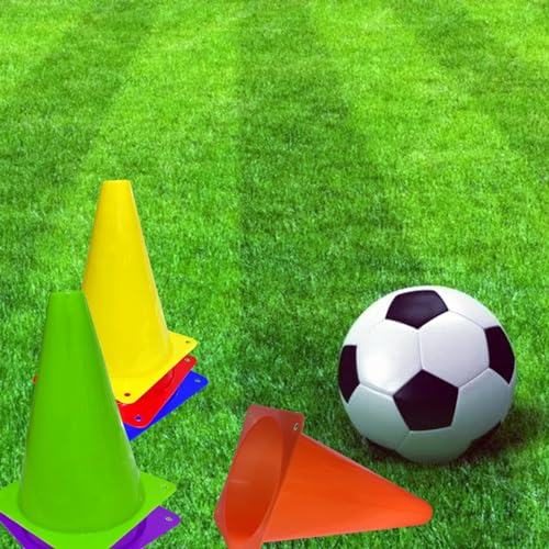 12Pcs Plastic Traffic Cones Mini Sport Cones for Basketball Football Drills, Indoor Outdoor Games Activity Festive Events - 7 Inch Orange Plastic Cones - color: yellow