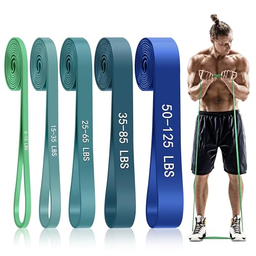 Pull Up Assistance Bands, 5-Level Resistance Bands for Working Out, Pull Up Bands for Men & Women, Exercise Bands for Full-Body Training, Fitness, Physical Therapy, Stretch Workout Bands at Home, Gym - color: Blue Gradient