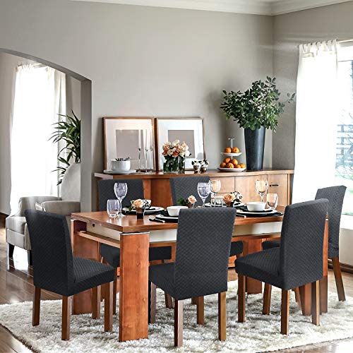 YEMYHOM 2 Packs Latest Checkered Dining Chair Slipcover Parsons Chair Furniture Protector Stretch Chair Covers for Dining Room, Restaurant, Kitchen, Party (Black) - color: Black, size: 2 Packs - Dining Chair