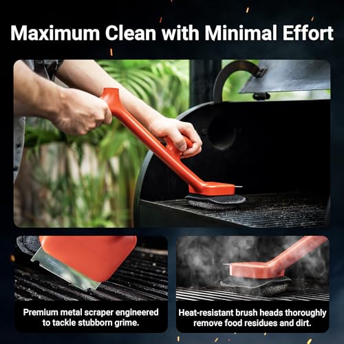 ThermoMaven BQ03 Grill Brush Replaceable Cleaning Head, Safe Bristle-Free BBQ Cleaning Tool, Barbecue Grill Cleaner, 6 Pcs Refill, Only for BQ03 - size: Black 6pcs-Large