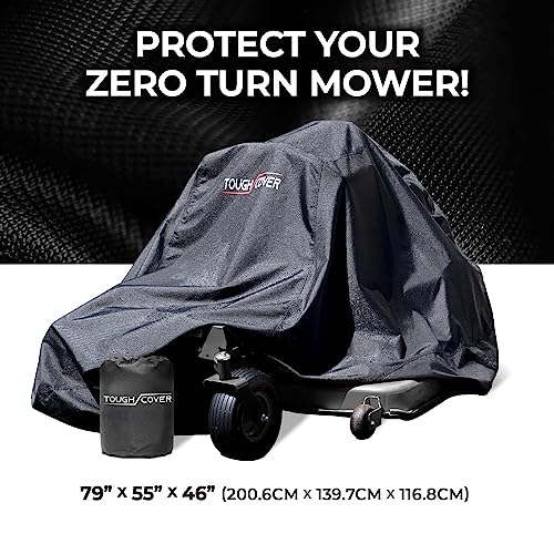 Tough Cover Zero Turn Mower Cover - 600D Fabric, Black - Waterproof UV Defense & Wind Resistance for Outdoor Use - Heavy-Duty Waterproof Cover for Tractor - Drawstring Strap for Zero Turn Lawn Mower - color: Extreme Conditions - Black