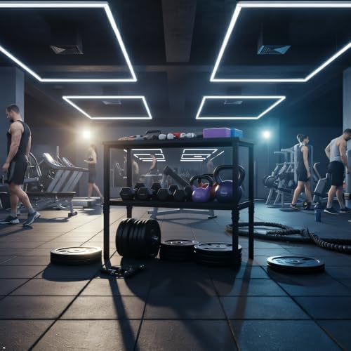 Commercial Heavy Duty Dumbbell/Kettlebell Rack Stand 500-800LBS | Heavy Duty One-Piece Welded Frame, Anti-Tip Non-Slip Base, Easy 6-Part 10-Min Assembly, Fitness Gear Storage for Garage - style: 2-Tier Large Capacity Dumbbell Rack - Black