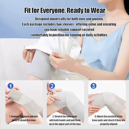 Bamboo Charcoal Compression Knee Sleeve - Elastic Knee Braces Pads Warmers Protective Knee Support for Arthritis and Runners (Gray+Black, Large) - size: Large