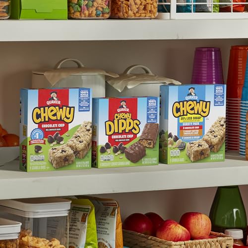 Quaker Chewy Granola Bars, Chewy & Dipps Variety Pack, (58 Bars), Whole Grains, No Artificial Flavors, No Added Colors,(Pack of 2) - size: 58 Count (Pack of 2)