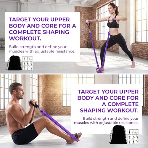 Foot Pedal Resistance Band, 4-Tube Pedal Puller with Handles | Upgraded, Adjustable, Multifunction Home Gym Equipment, Full Body Workout, Yoga, Pilates