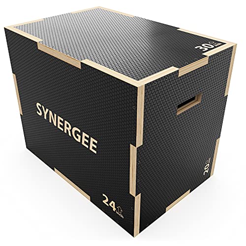 Synergee 3 in 1 Plyo Box – Wood and Soft Plyo Sizes 20/18/16 16/14/12 - color: Non-Slip - 30/24/20