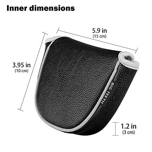 BigTeeth Golf Mallet Putter Head Cover Golf Club Protector Fit for Odessey Backstryke Centre Shaft Putter - color: Black