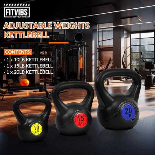 Fitvids Kettlebell Sets Piece Strength Training KettleBells Weight Set - style: 45LB Set of 3: 10/15/20LB