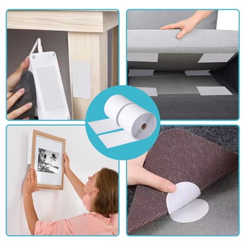 4.4''×16.5 Feet White Heavy Duty Hook and Loop Tape Adhesive, Keep Couch Cushions from Sliding or Blowing at Outdoor, No Punching Wall Mounting Picture Frames, Keep Your Carpet Rugs in Place - size: 4.4In x 16.5Ft, style: White