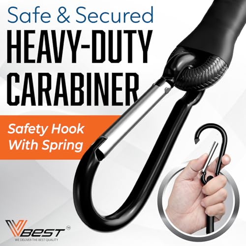 Strong Black Bungee Cords, Heavy Duty Outdoor - UV & Weather Resistant, 6-Piece Assorted Sizes Set with Carabiner Hooks Includes 2x48, 2x60, 2x72 - size: 2x48”, 2x60”, 2x72” ( 6 Piece Set)