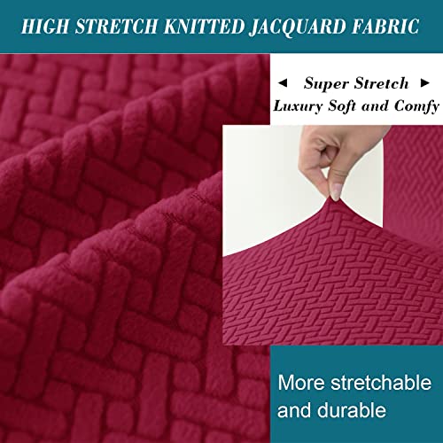 HFCNMY Bar Stool Covers with Backs,4 Pack Stretch Bar Stool Chair Covers,Jacquard Bar Stool Covers,Washable Bar Chair Covers Swivel Barstool Covers Slipcovers with Back Red - color: Red