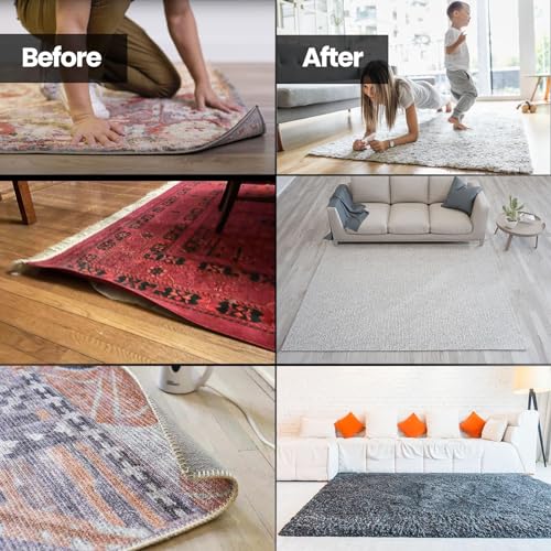 Muddy Mat® Heavy Duty Non-Slip Reusable Rug Corner Pads - Double-Sided Adhesive Pad for Corners and Sides on Hardwood Floors, Area Rugs - Keep Your Rug in Place (Pack of 4)