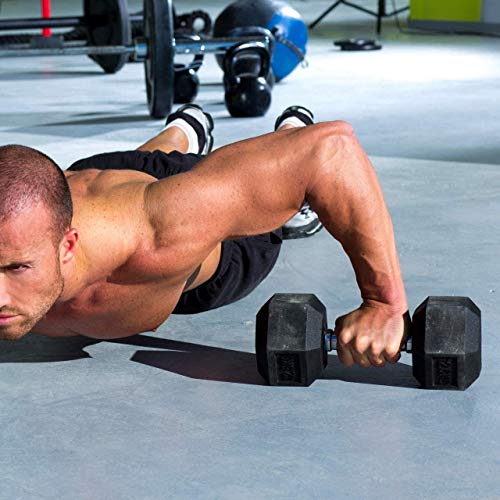 WF Athletic Supply Rubber Coated Hex Dumbbell Set, Multiple Choices Available - Dumbbells with Rack Stand and Mat, or Dumbbells Only (200/550/1200/2100/3000 LB) - color: f. 5 - 75LB Dumbbells Only