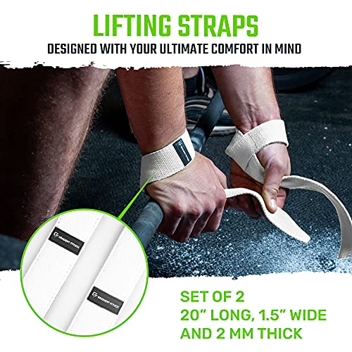 Gradient Fitness Lifting Straps | Wrist Straps for Weightlifting, Deadlift Straps, Lifting Straps for Weightlifting, Straps for Weight Lifting, Weight Lifting Straps for Men/Women, Gym Lifting Grips - color: White