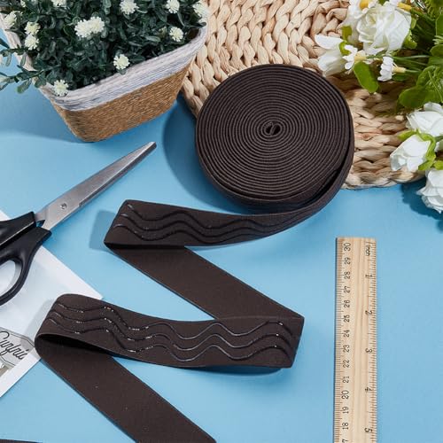 GORGECRAFT 5 Yards 30mm Wide Non-Slip Elastic Ribbon Wave Silicone Elastic Gripper Band Stretch Rubbers Elastic Belt for DIY Garment Sewing Crafts Sports Shorts Accessories, Coconut Brown - color: Coconut Brown