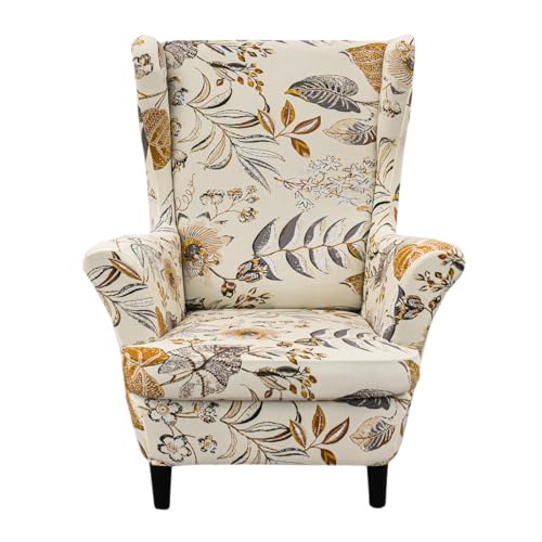 NILUOH Wingback Chair Slipcover 2 Pieces, Stretch Spandex Wingback Chair Covers Washable Slipcover for Wingback Armchairs Non-Slip Furniture Protector with Elastic Bottom for Living Room - color: 252