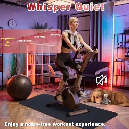 Treadmill Mat for Hardwood Floors - 100% Recycled Rubber Mat for Home Gym Flooring, Durable Workout Fitness Mats, Walking Pad Exercise Bike Equipment Mat, Non-Slip - color: Black, size: 51"L x 24"W x 0.16"Th