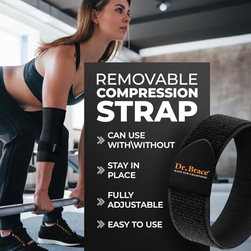 DR. BRACE® Elite Elbow Brace Support with Removable Strap for Women & Men, Pain Relief for Tendonitis, Arthritis, Golfer's & Tennis Elbow Treatment, Elbow Sleeve for Workouts Weightlifting (Black, X-Large) - color: Black, size: X-Large