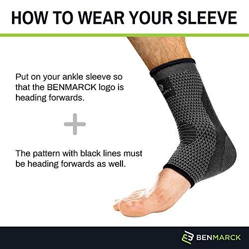 Benmarck Achilles Tendon Support Brace, Plantar Fasciitis Sock, Ankle Compression Sleeve For Running, Tendonitis and Flat Feet Relief - color: Gray Black