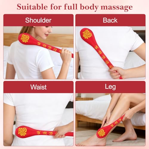 FRCOLOR Meridian Sha Board 18.9 Inch Handheld Massage Pat Stick for Body Tapping Therapy Muscle Relaxation Blood Circulation and Fatigue Relief