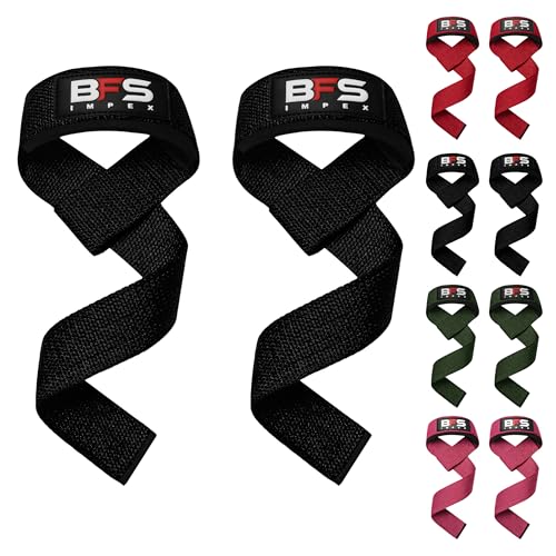 Lifting Straps for Weightlifting, Weightlifting Cotton Straps with Neoprene Padding for Men women Gym Wrist Straps for Bodybuilding powerlifting, Strength Training and Deadlifting - color: BLACK