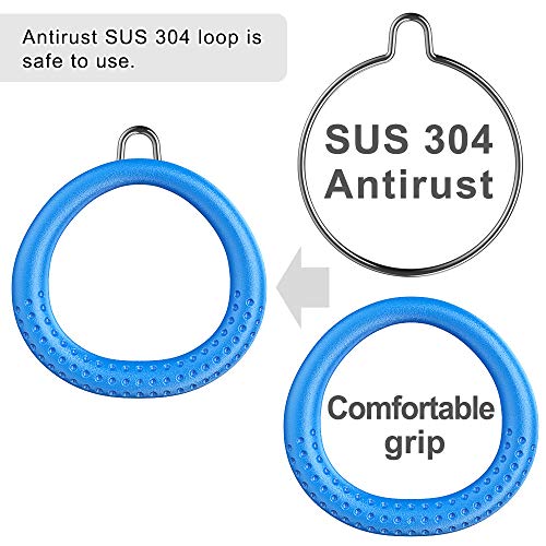Dolibest 2 Pack of Ninja Gymnastic Rings,Monkey Ring Outdoor Backyard Ninja Accessories Set,Swing Bar Rings Obstacle Course for Training Equipment for Teens,1000LB Capacity - color: 2pack Blue Fitness Ring