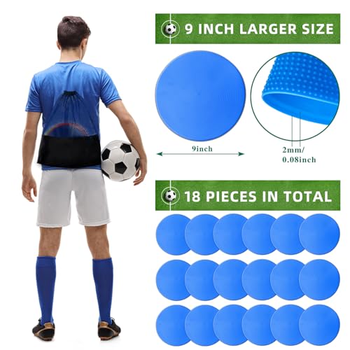 Poly Spot Markers 4 inch/9 inch Non-Slip Rubber Agility Training Markers Floor Dots Flat Field Cones for Football, Soccer, Basketball, School Exercise Drills, Dance Practice - color: Blue, size: 9 inch