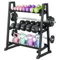 3-Tiers Dumbbell Rack, 1300LB Capacity Adjustable Weight Rack for Home Gym, H-Frame & Trapezoidal-Frame Weight Stand for Dumbells, Kettlebells, Barbells, Weight Plates - size: 34.44 x 7.09 x 18.73 Inch