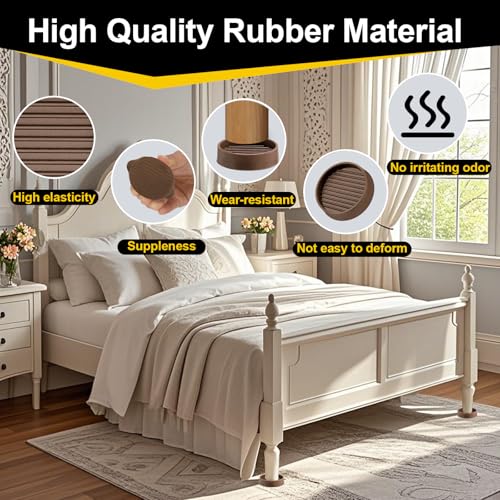 xxxHOLIC Rubber Non Slip Furniture Pads, 2" Brown Round, Set of 4 | Furniture Cups for Hardwood Floors, Rubber Furniture Grippers, Anti Slide Bed Frame & Couch Stoppers - color: Brown, size: 2"Round