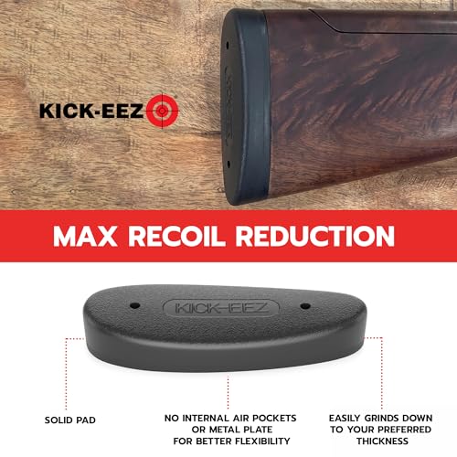 KICK-EEZ All-Purpose Grind to Fit Recoil Pad for Rifle & Shotguns | Up to 94% Recoil Reduction | Screw-On Sorbothane Buttstock Pad | Shotgun Accessories
