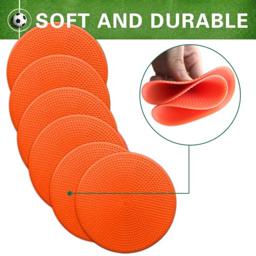 12/24Pcs Poly Spot Markers 4 inch/9 inch Non-Slip Rubber Agility Training Markers Floor Dots Flat Field Cones for Football Basketball Soccer School Exercise Drills Gym Dance Practice 6 Colors - style: 4 inch 24 Pcs Orange Red (TPE)