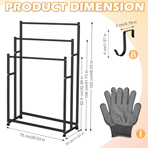 47.6 Inch Tall Free Standing Towel Racks 3 Tier Pool Towel Rack Outdoor Oversized Floor Bath Towel Drying Valet Holder Blanket Quilt Rack Stand for Bathroom Bedroom Beach Hot Tub Gym Pool Area Outside - color: Black