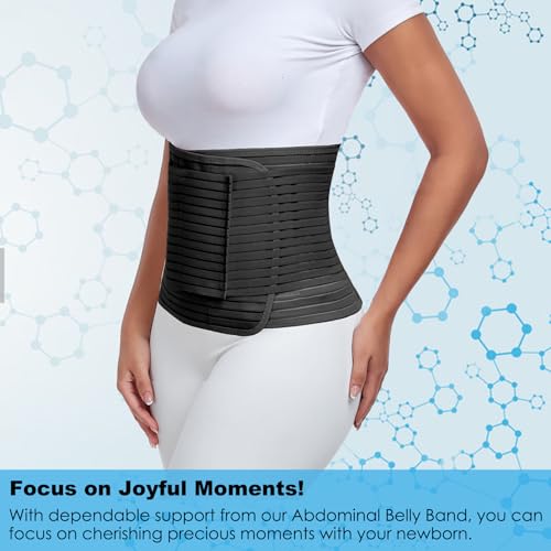 Postpartum & Post Surgery Abdominal Binder. Postpartum Belly Band | Belly Support Recovery after C-Section, Natural Birth, Hysterectomy, Hernia Belt (Black,M) - color: Black, size: Medium