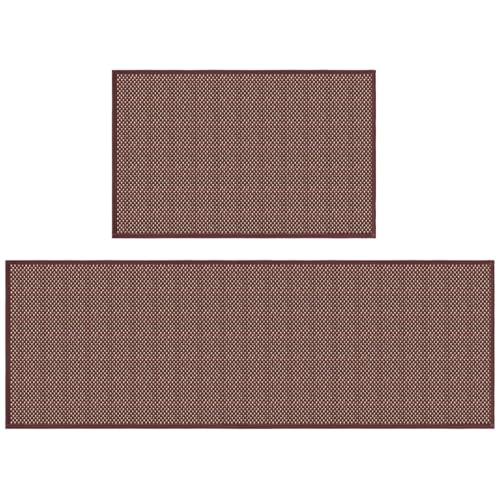 Artoid Mode Washable Non Slip Red Kitchen Rugs and Mats Set of 2, Rubber Backing Absorbent Kitchen Mats for Floor Front of Sink - 17x29 and 17x47 Inch - color: Red, size: 17" x 29" /17" x 47"