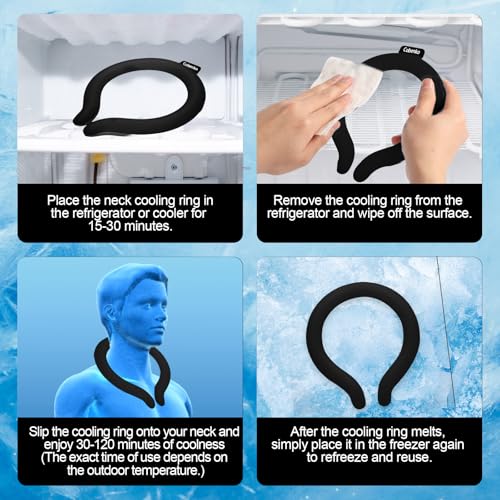 Neck Cooling Tube with Cold Insulated Bag,Neck Cooler Wraps,Reusable 18℃/64℉ Ice Neck Ring Wearable Body Cooling Products for Summer (Black*2) - color: Black*2