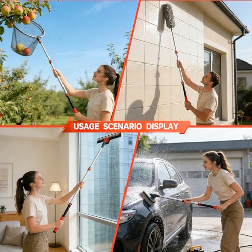 1.4–3 FT Telescoping Pole, Paint Roller Extension Handle with Threaded Metal Tip for Indoor Painting, Dusting & Window Cleaning - color: Orange