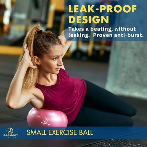 ProBody Pilates Small Exercise Ball - 9 Inch Workout Ball for Stability, Barre, Yoga, Core & Physical Therapy - color: Pink