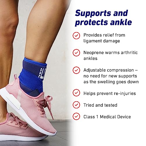 Neo-G Ankle Brace with Figure of 8 Strap – Neoprene Ankle Brace for Ligament Damage, Arthritis, for Sprained Ankle, Weak Ankles – Class 1 Medical Device - One Size