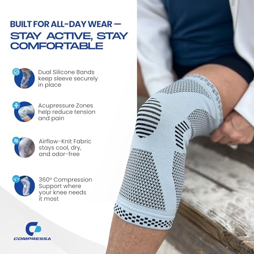 Compressa Knee Sleeve for Women & Men (XX-Large) - Non-Slip Compression Support for Joint Pain, Muscle Recovery, Arthritis, and Injury Relief - size: XX-Large